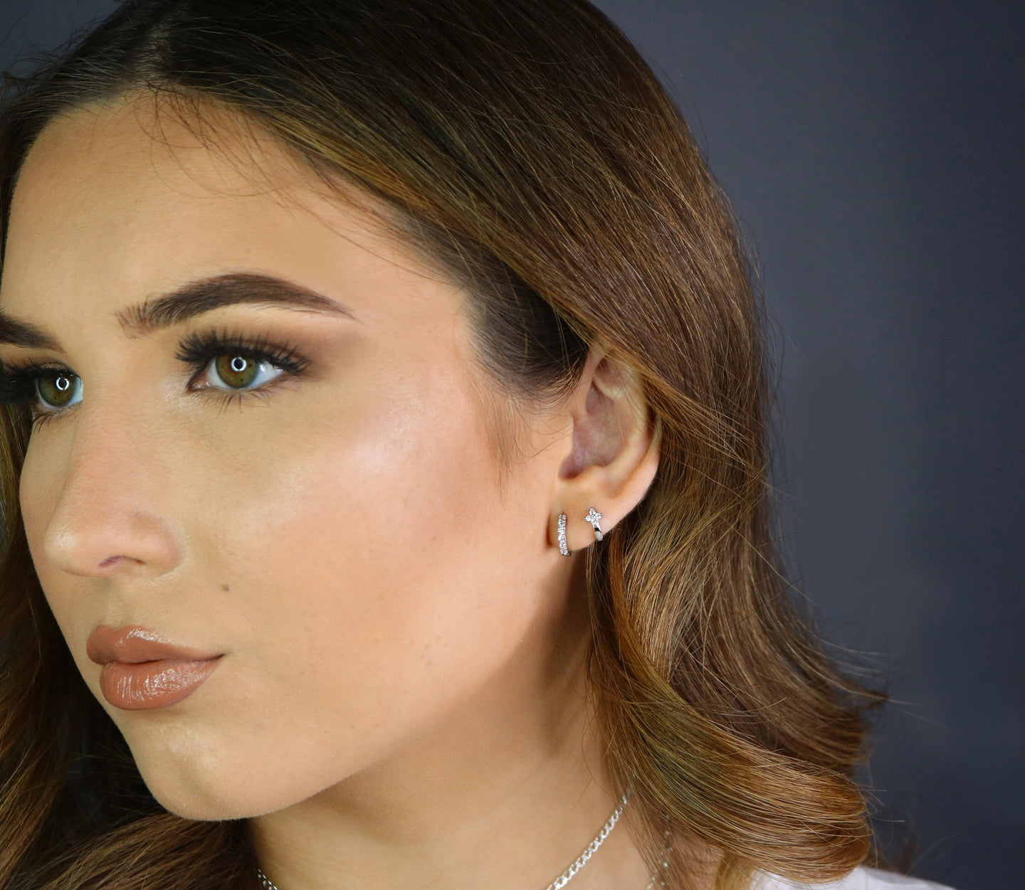 CZ Tiny Flowering Huggie Hoops | Dainty Floral CZ Earrings